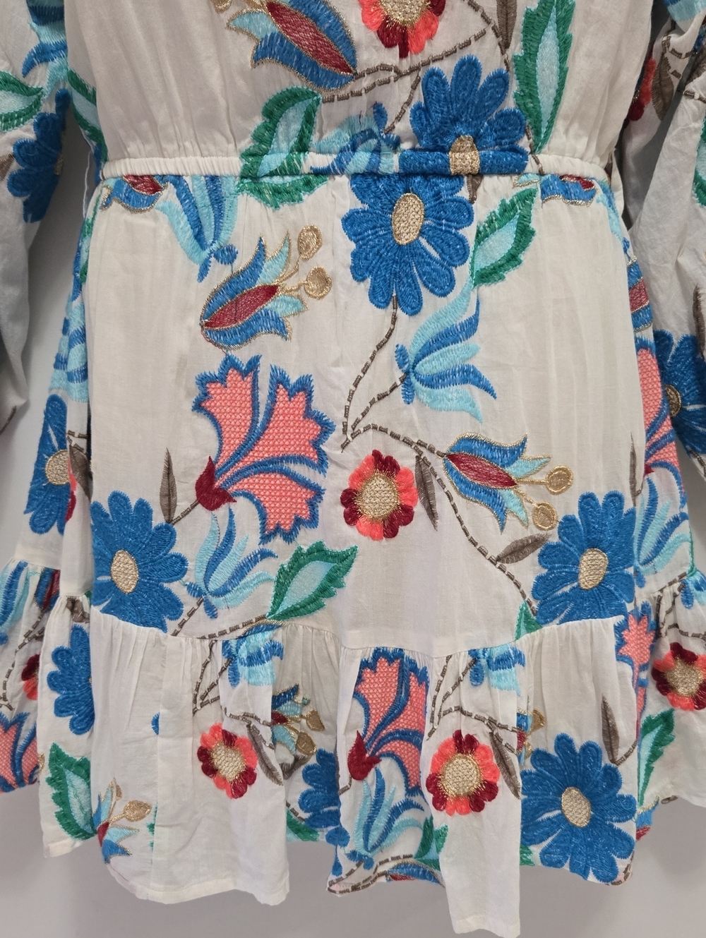 Oliphant Embroidered Long Sleeve Flirty Mini Dress in Monet Size S Boho Festival - Picture 13 of 16